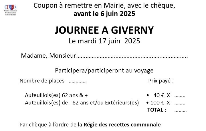 Giverny Coupon réponse