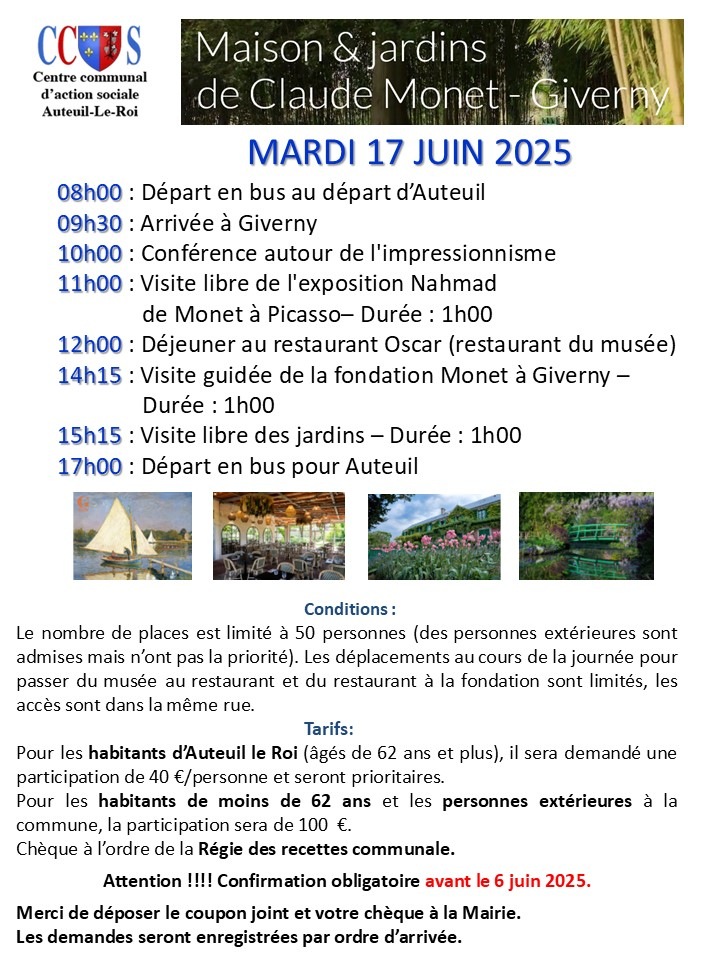 Giverny Le programme de la journée