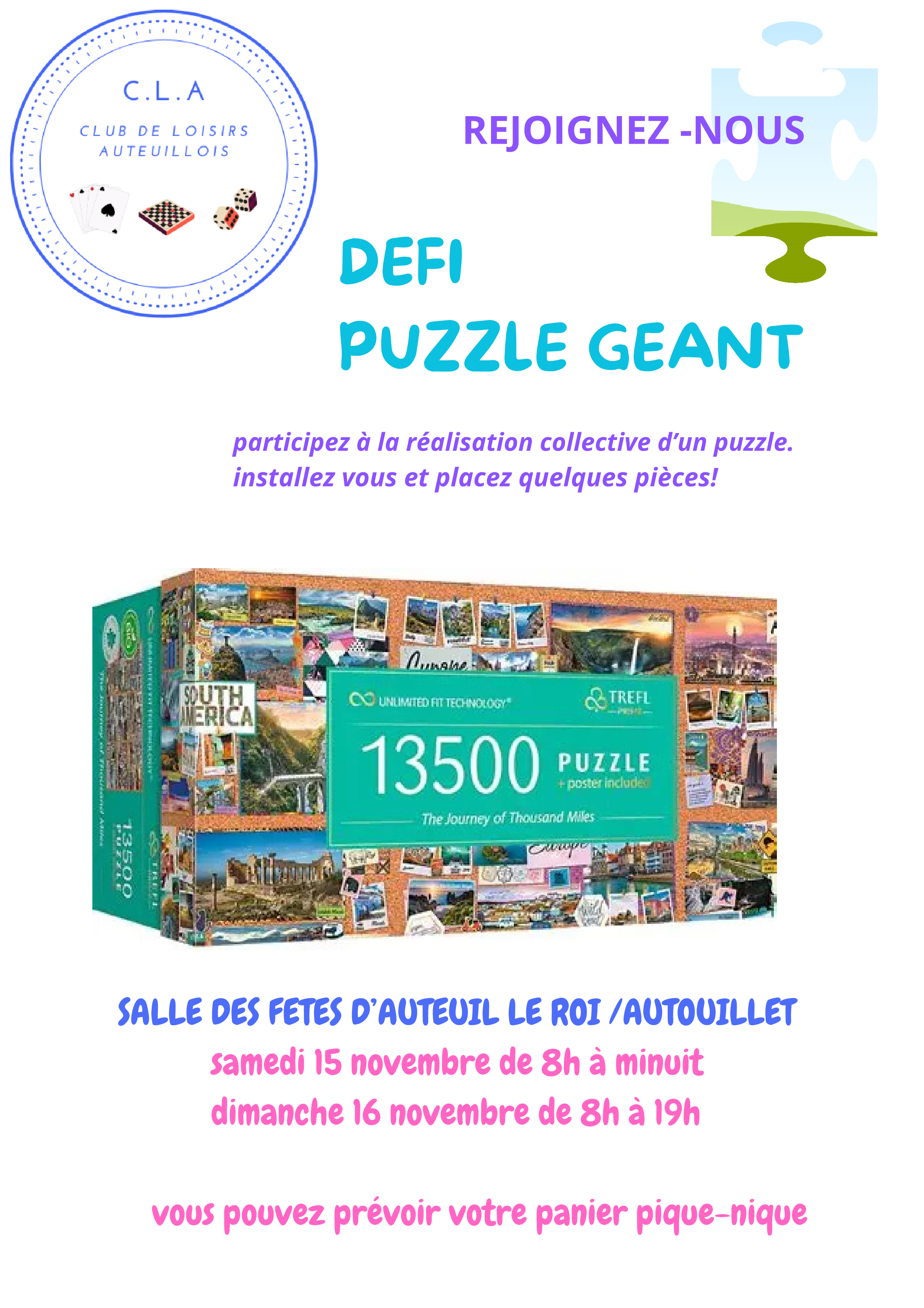 CLA Week end défi puzzle du 15 et 16 11 2025