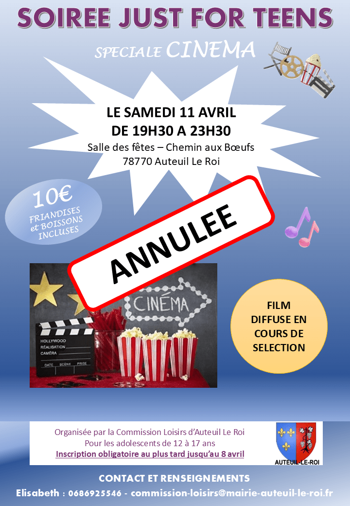 Affiche Soirée Just for Teens du 11 04 2026 annulée