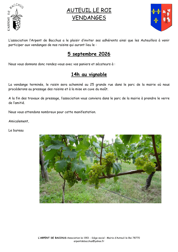 Annonce vendanges 2026