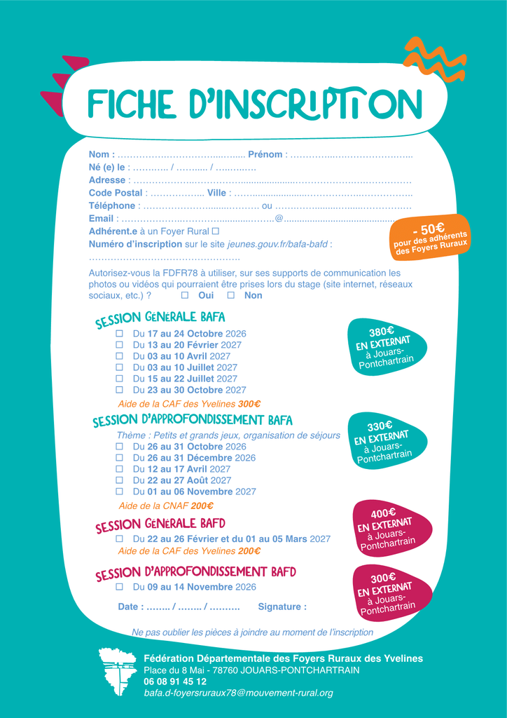 1 FICHE INSCRIPTION BAFA D 2026 2027 FDFRY 1
