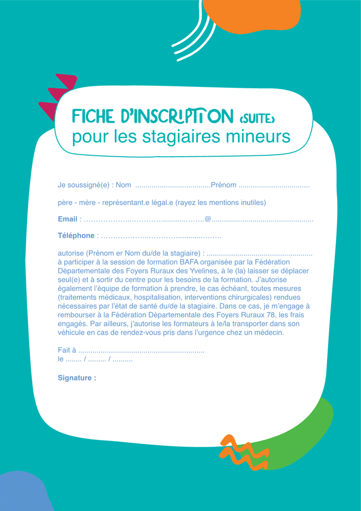 1 FICHE INSCRIPTION BAFA D 2026 2027 FDFRY 2